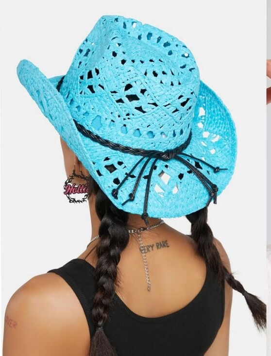 Accessories - Women’s Straw Cowboy Hat - Turquoise